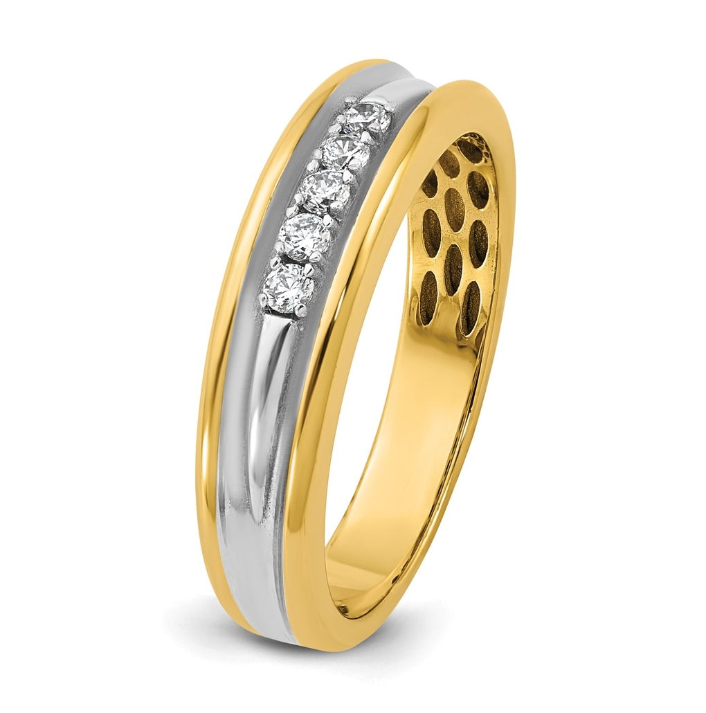 14k Yellow Or White Gold IB Goodman Mens Polished Complete 5-Stone 1/6ct Diamond Ring