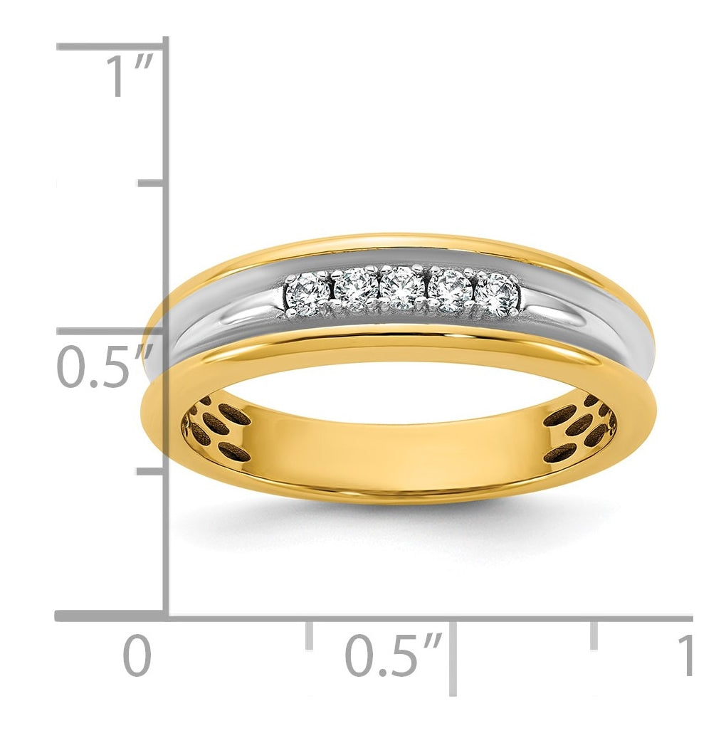 14k Yellow Or White Gold IB Goodman Mens Polished Complete 5-Stone 1/6ct Diamond Ring