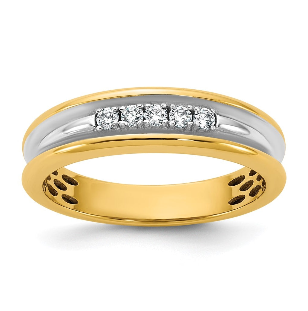 14k Yellow Or White Gold IB Goodman Mens Polished Complete 5-Stone 1/6ct Diamond Ring