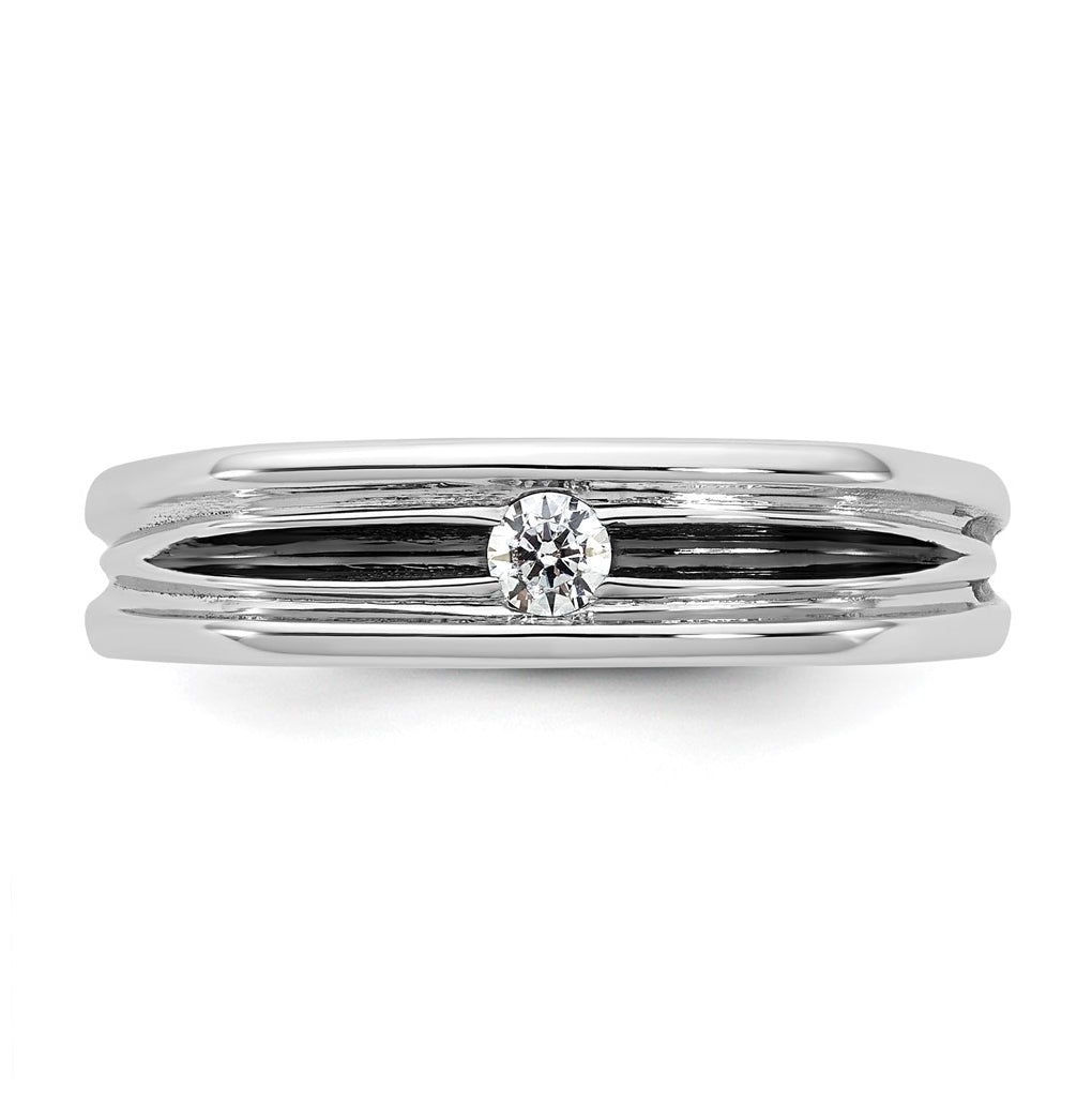14k Yellow Or White Gold w/ Rhodium IB Goodman Mens Complete 1/10ct Diamond Ring