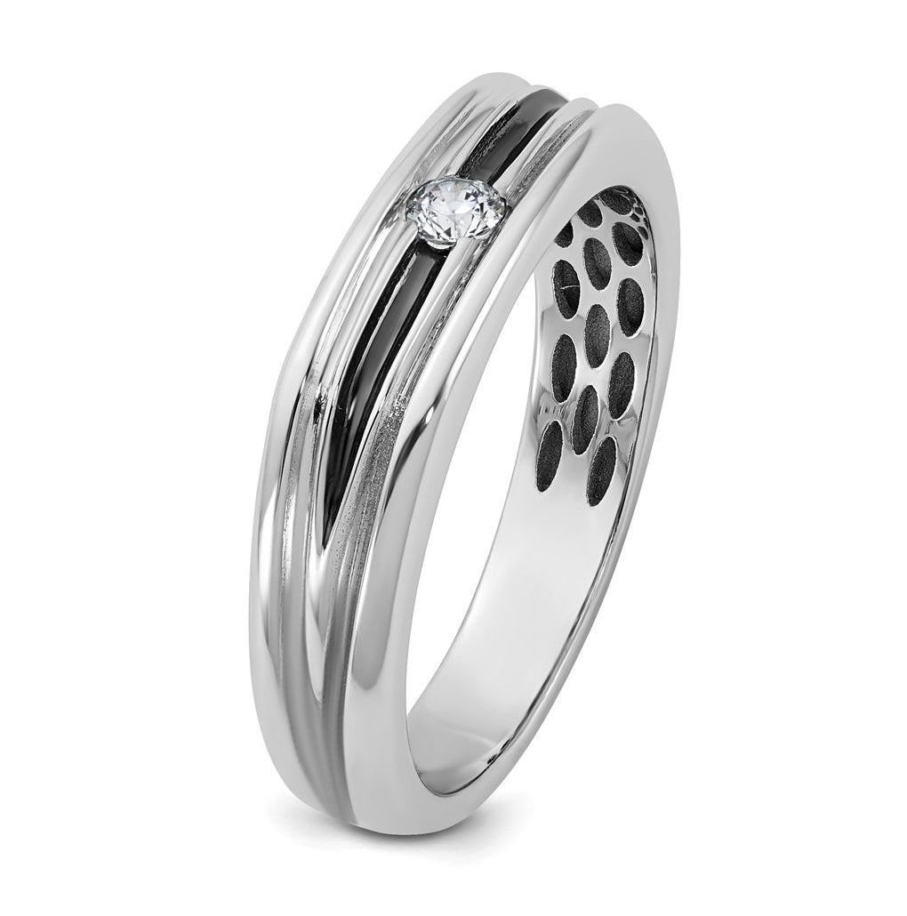14k Yellow Or White Gold w/ Rhodium IB Goodman Mens Complete 1/10ct Diamond Ring