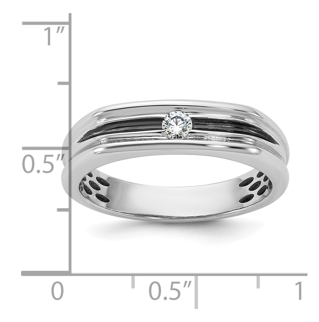 14k Yellow Or White Gold w/ Rhodium IB Goodman Mens Complete 1/10ct Diamond Ring