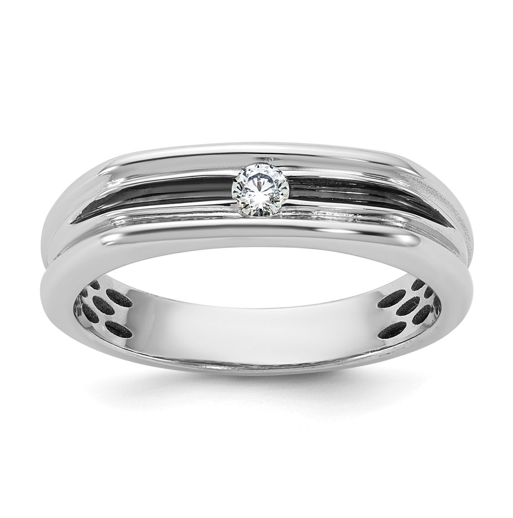 14k Yellow Or White Gold w/ Rhodium IB Goodman Mens Complete 1/10ct Diamond Ring