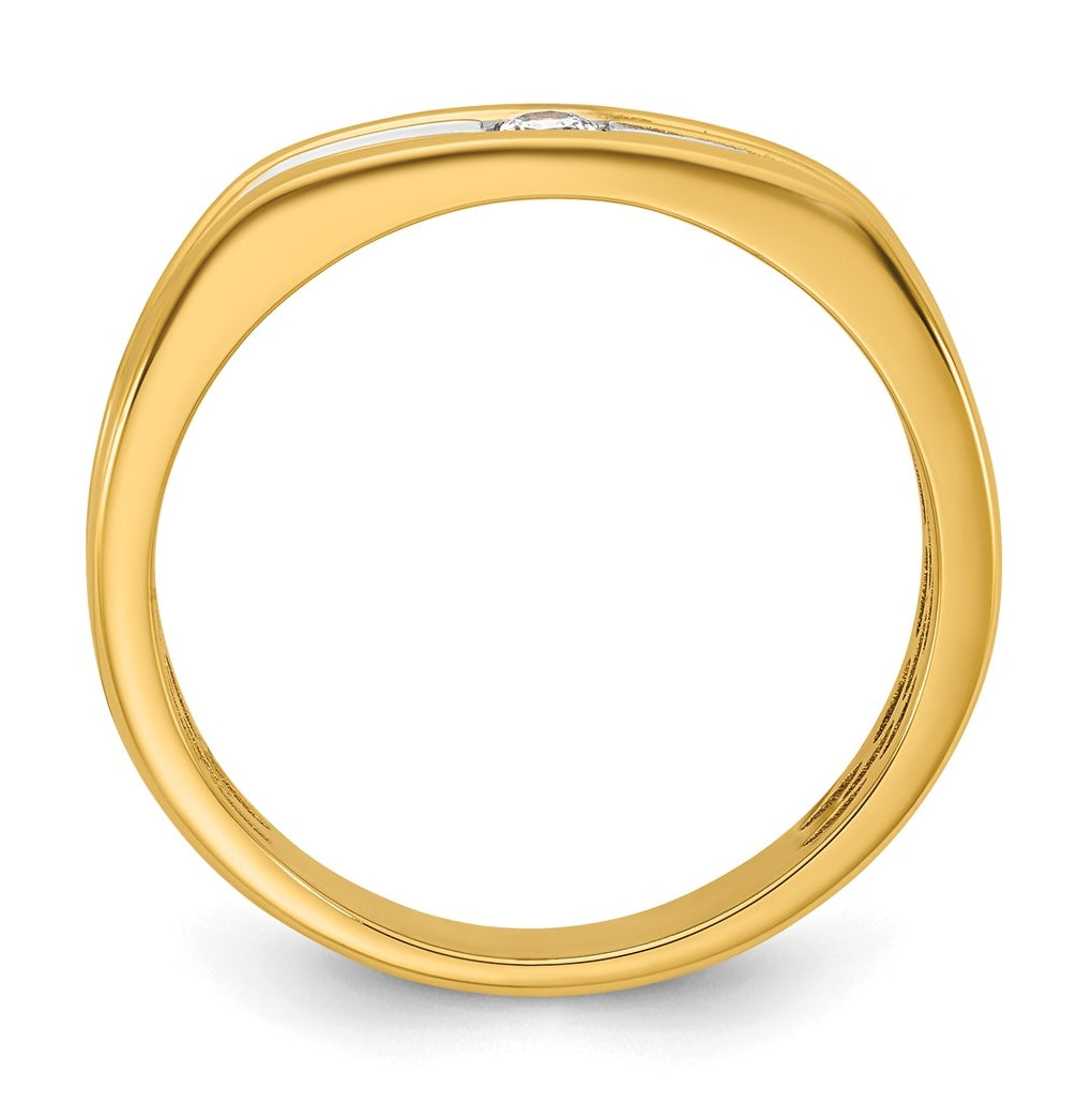 14k Yellow Or White Gold w/ Rhodium IB Goodman Mens Complete 1/10ct Diamond Ring