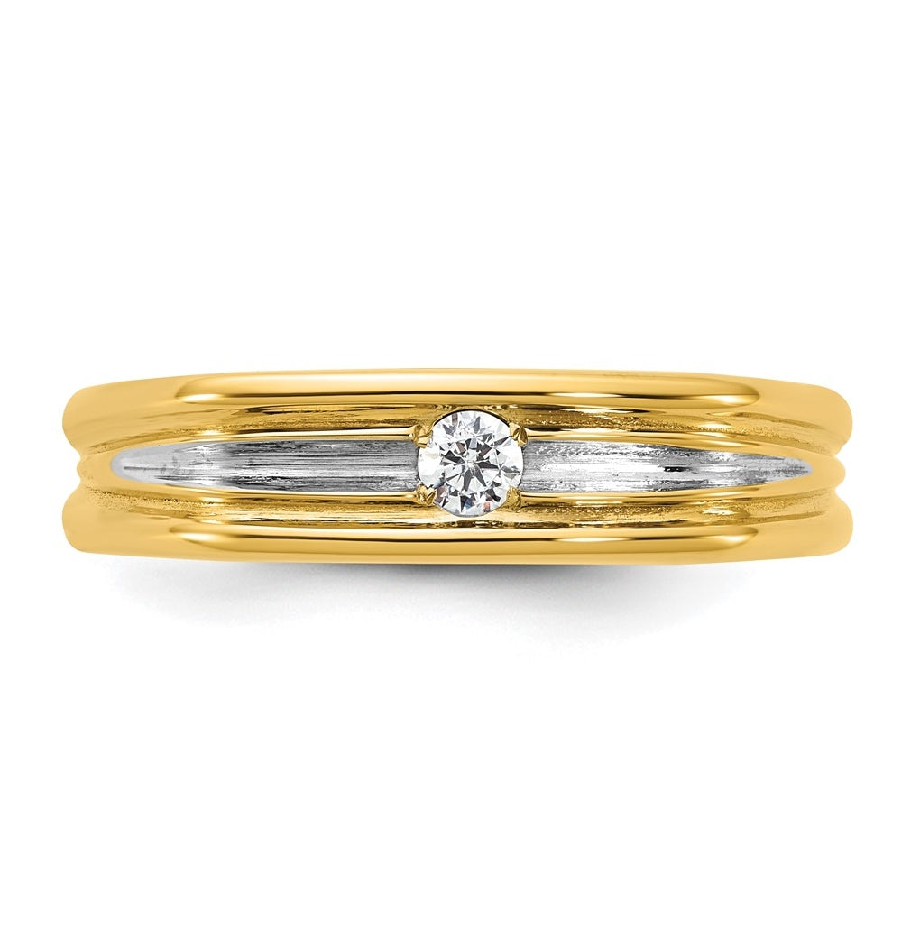14k Yellow Or White Gold w/ Rhodium IB Goodman Mens Complete 1/10ct Diamond Ring
