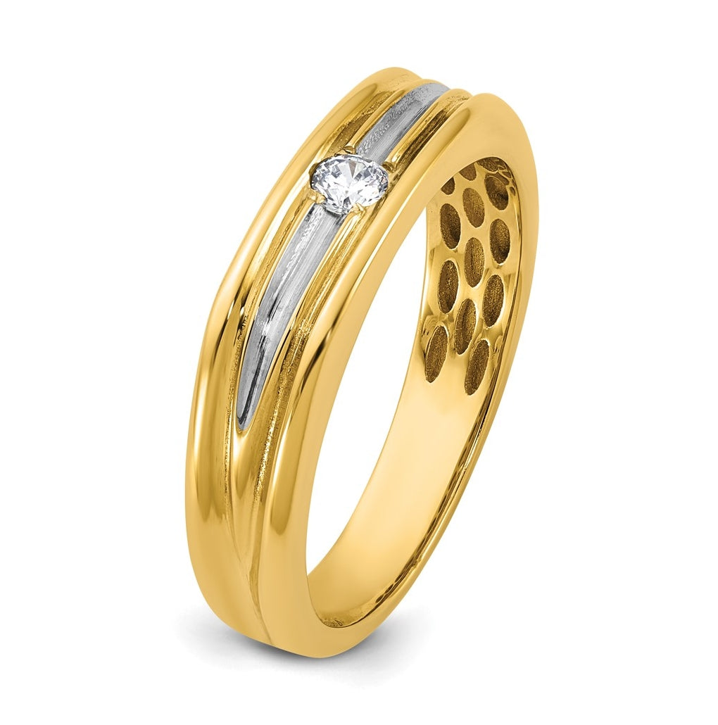 14k Yellow Or White Gold w/ Rhodium IB Goodman Mens Complete 1/10ct Diamond Ring