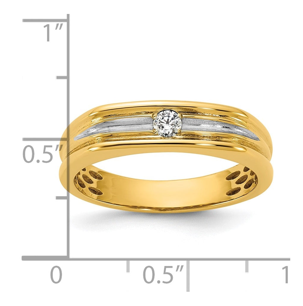 14k Yellow Or White Gold w/ Rhodium IB Goodman Mens Complete 1/10ct Diamond Ring