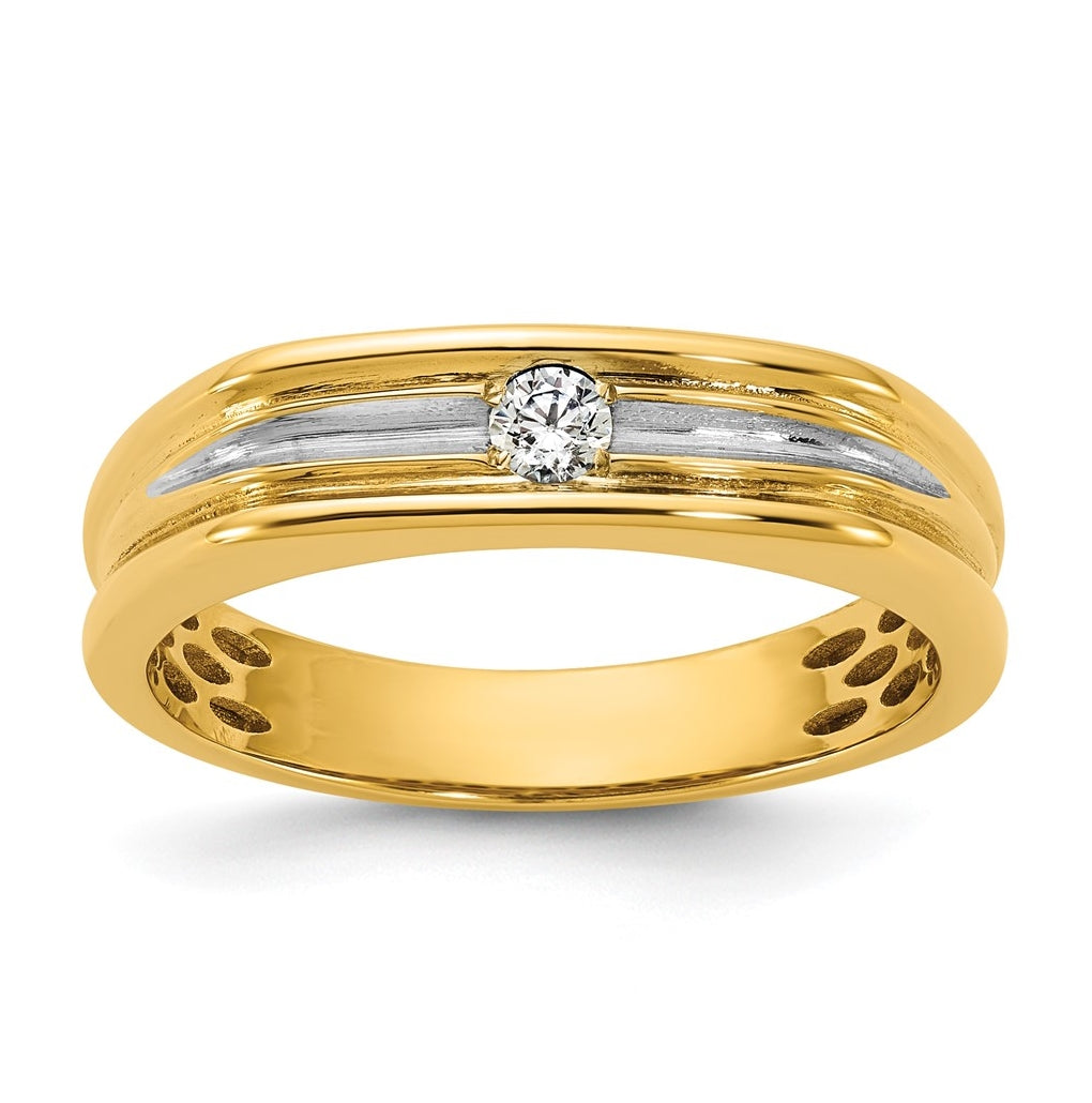 14k Yellow Or White Gold w/ Rhodium IB Goodman Mens Complete 1/10ct Diamond Ring