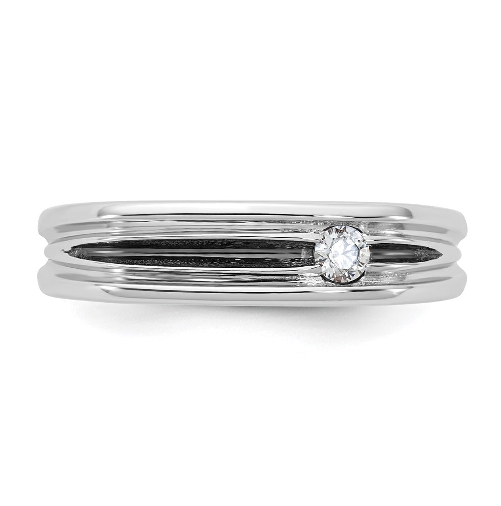 14k Yellow Or White Gold w/ Rhodium IB Goodman Mens Complete 1/10ct Diamond Ring
