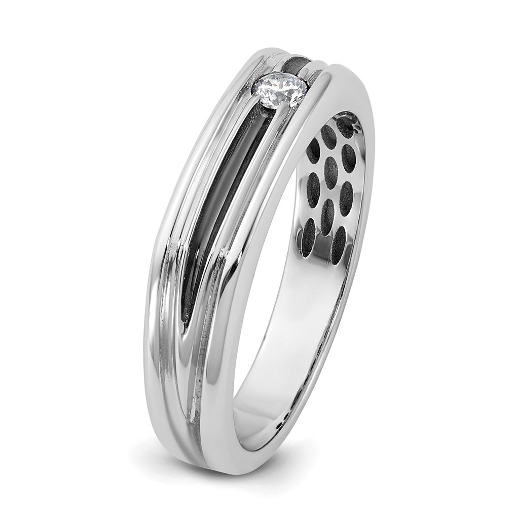 14k Yellow Or White Gold w/ Rhodium IB Goodman Mens Complete 1/10ct Diamond Ring