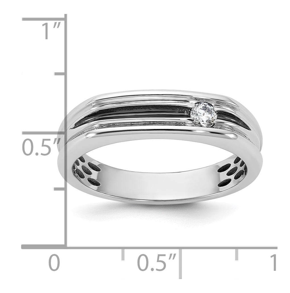 14k Yellow Or White Gold w/ Rhodium IB Goodman Mens Complete 1/10ct Diamond Ring