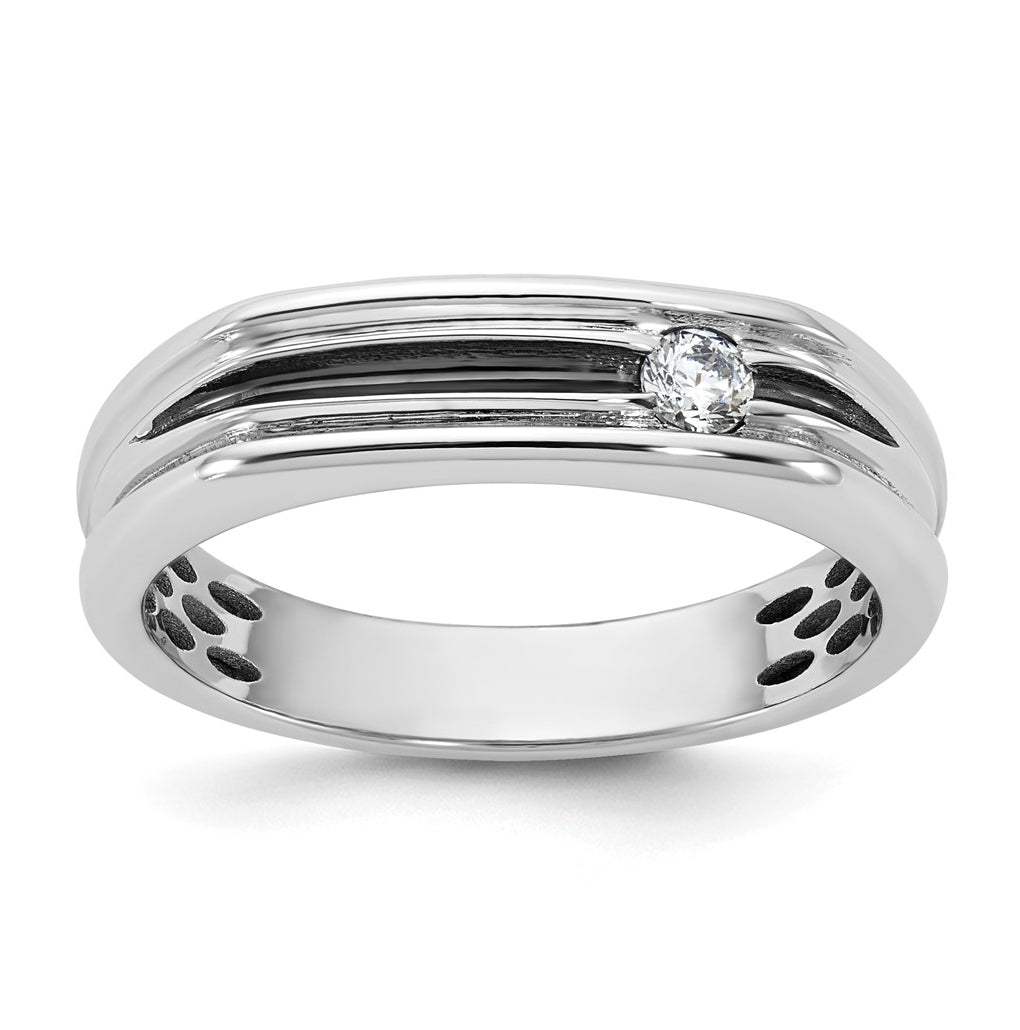 14k Yellow Or White Gold w/ Rhodium IB Goodman Mens Complete 1/10ct Diamond Ring