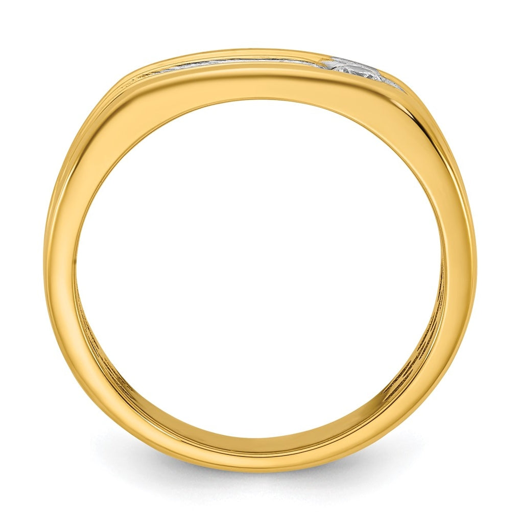 14k Yellow Or White Gold w/ Rhodium IB Goodman Mens Complete 1/10ct Diamond Ring
