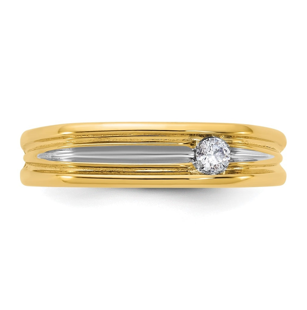 14k Yellow Or White Gold w/ Rhodium IB Goodman Mens Complete 1/10ct Diamond Ring