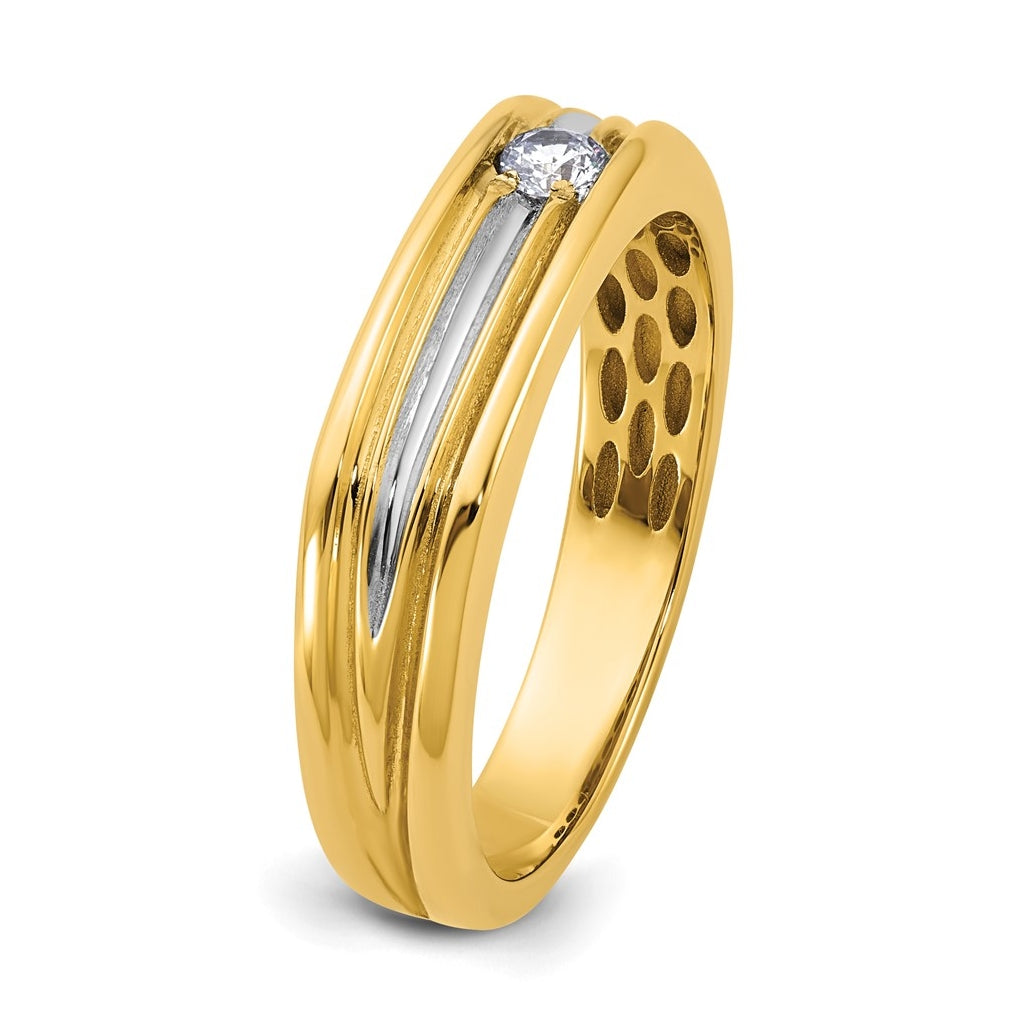 14k Yellow Or White Gold w/ Rhodium IB Goodman Mens Complete 1/10ct Diamond Ring