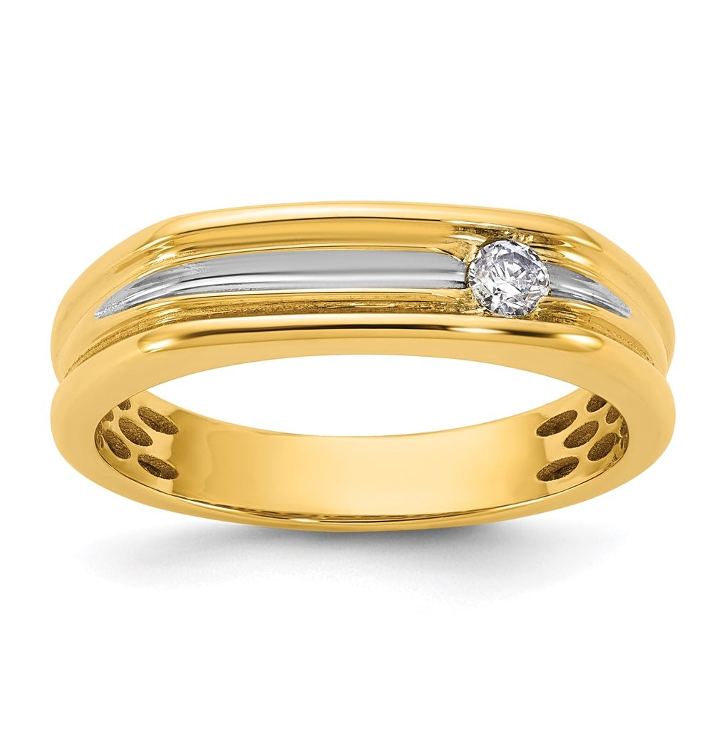 14k Yellow Or White Gold w/ Rhodium IB Goodman Mens Complete 1/10ct Diamond Ring