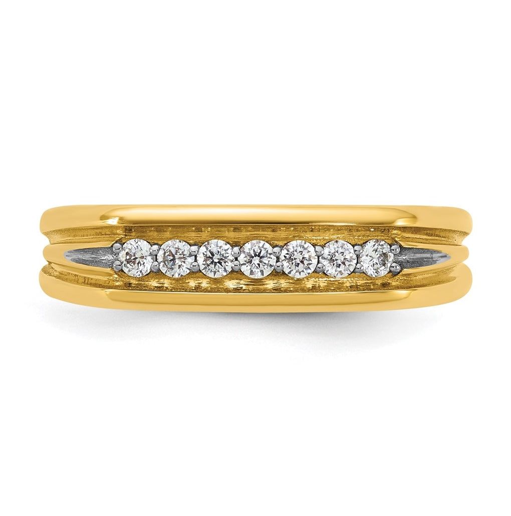 14k Yellow Or White Gold IB Goodman Mens Polished Complete 7-Stone 1/4ct Diamond Ring