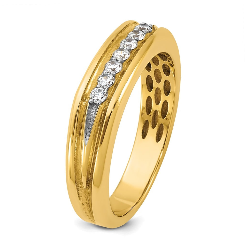 14k Yellow Or White Gold IB Goodman Mens Polished Complete 7-Stone 1/4ct Diamond Ring