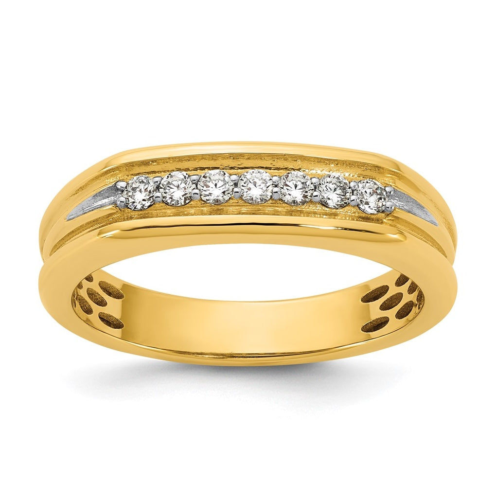 14k Yellow Or White Gold IB Goodman Mens Polished Complete 7-Stone 1/4ct Diamond Ring