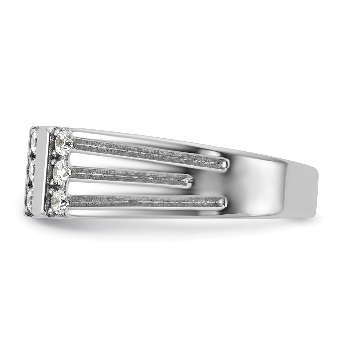 14k White Or Yellow Gold w/ Rhodium IB Goodman Mens Polished Complete 1/3ct Diamond Ring