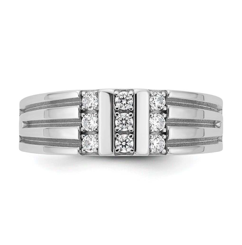 14k White Or Yellow Gold w/ Rhodium IB Goodman Mens Polished Complete 1/3ct Diamond Ring