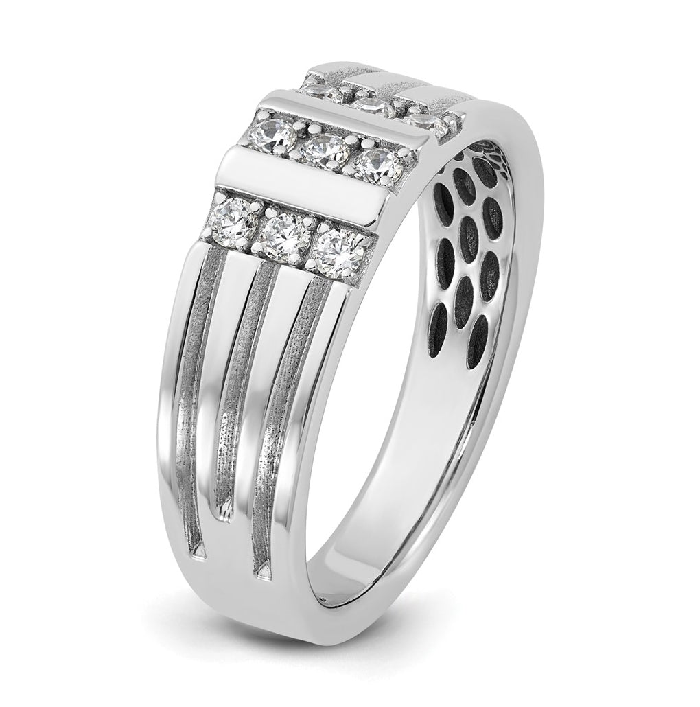 14k White Or Yellow Gold w/ Rhodium IB Goodman Mens Polished Complete 1/3ct Diamond Ring