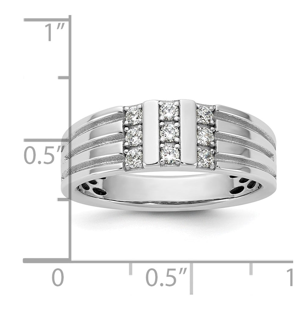 14k White Or Yellow Gold w/ Rhodium IB Goodman Mens Polished Complete 1/3ct Diamond Ring
