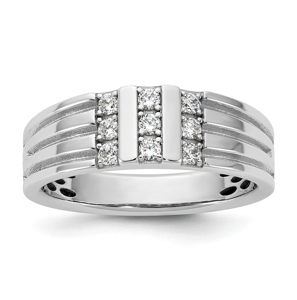 14k White Or Yellow Gold w/ Rhodium IB Goodman Mens Polished Complete 1/3ct Diamond Ring