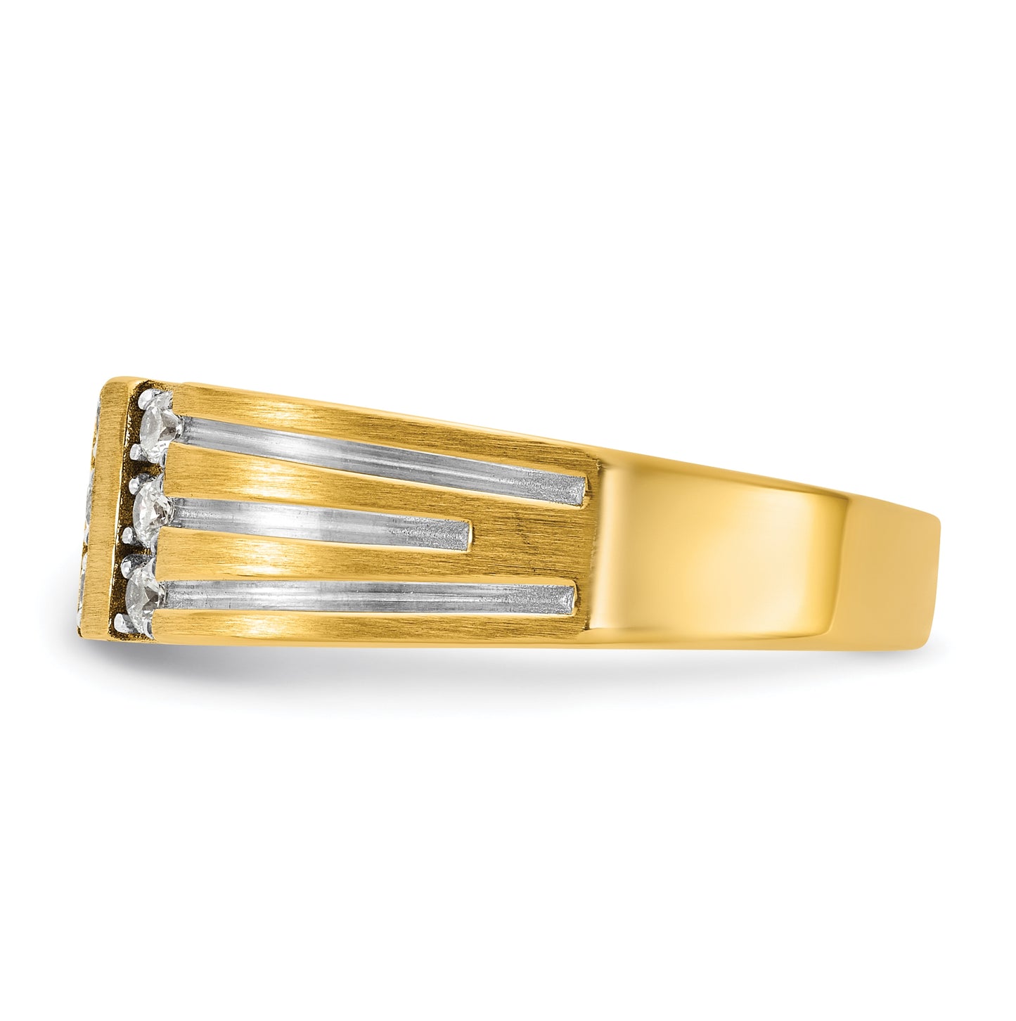 14k White Or Yellow Gold w/ Rhodium IB Goodman Mens Polished Complete 1/3ct Diamond Ring