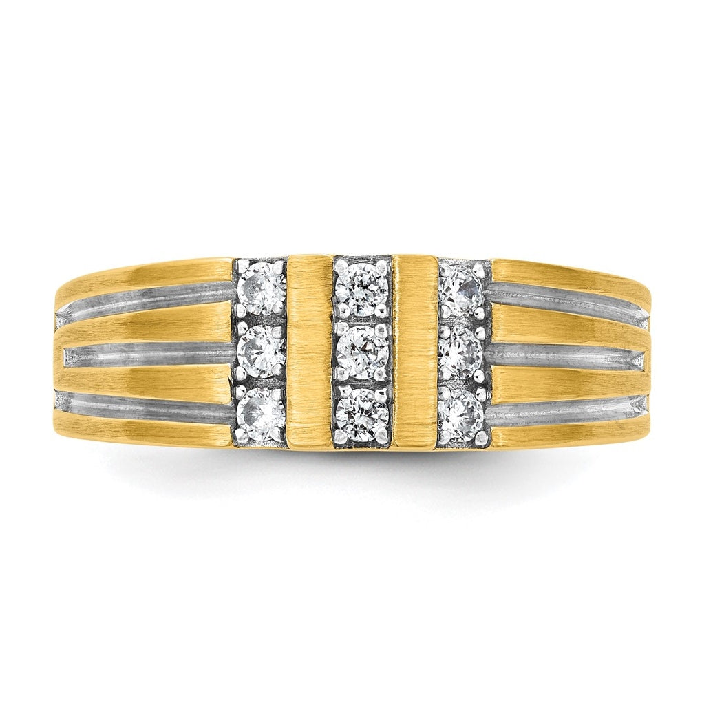 14k White Or Yellow Gold w/ Rhodium IB Goodman Mens Polished Complete 1/3ct Diamond Ring