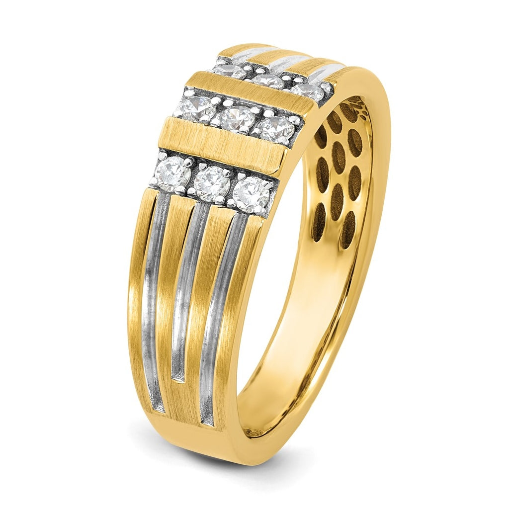 14k White Or Yellow Gold w/ Rhodium IB Goodman Mens Polished Complete 1/3ct Diamond Ring