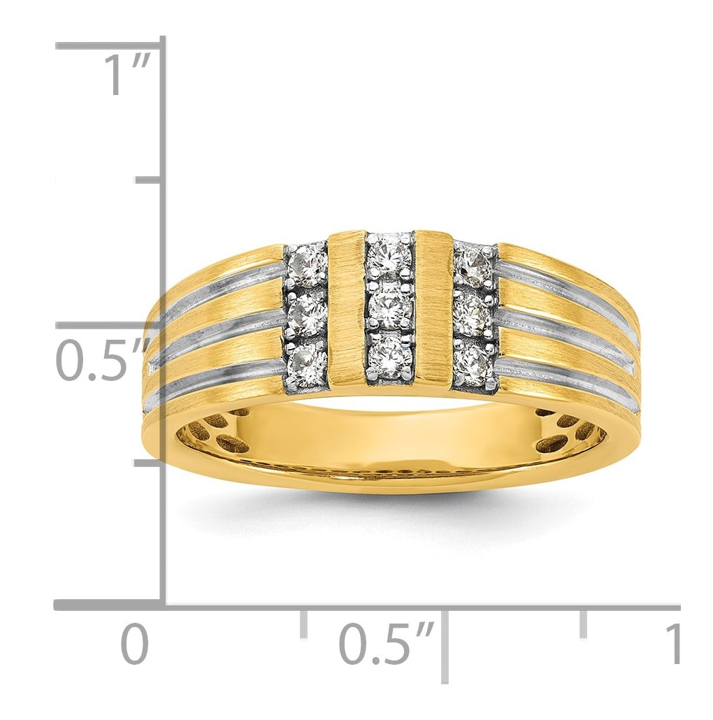 14k White Or Yellow Gold w/ Rhodium IB Goodman Mens Polished Complete 1/3ct Diamond Ring