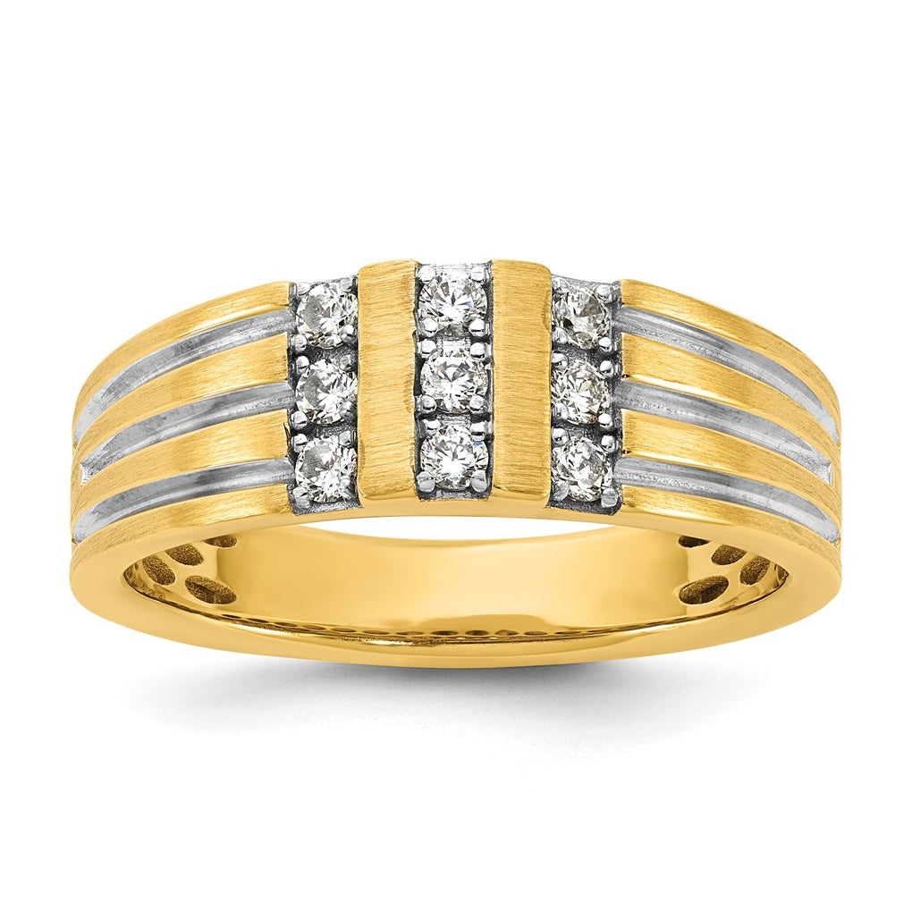 14k White Or Yellow Gold w/ Rhodium IB Goodman Mens Polished Complete 1/3ct Diamond Ring