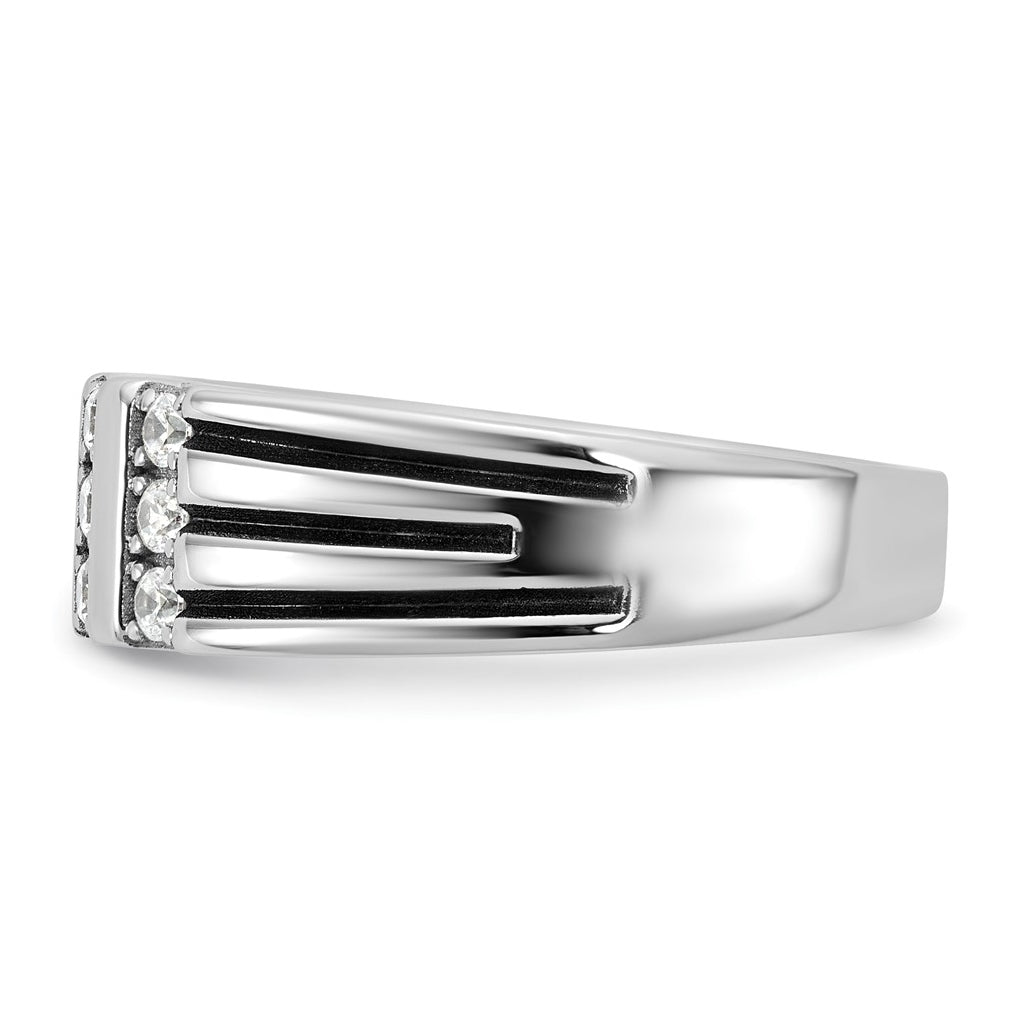 14k White Gold w/Black Rhodium IB Goodman Mens Complete 1/3ct Diamond Ring
