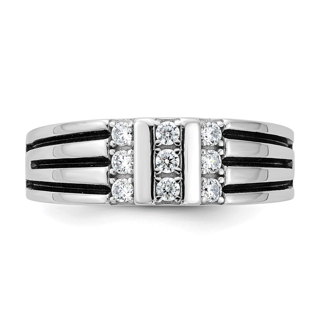 14k White Gold w/Black Rhodium IB Goodman Mens Complete 1/3ct Diamond Ring