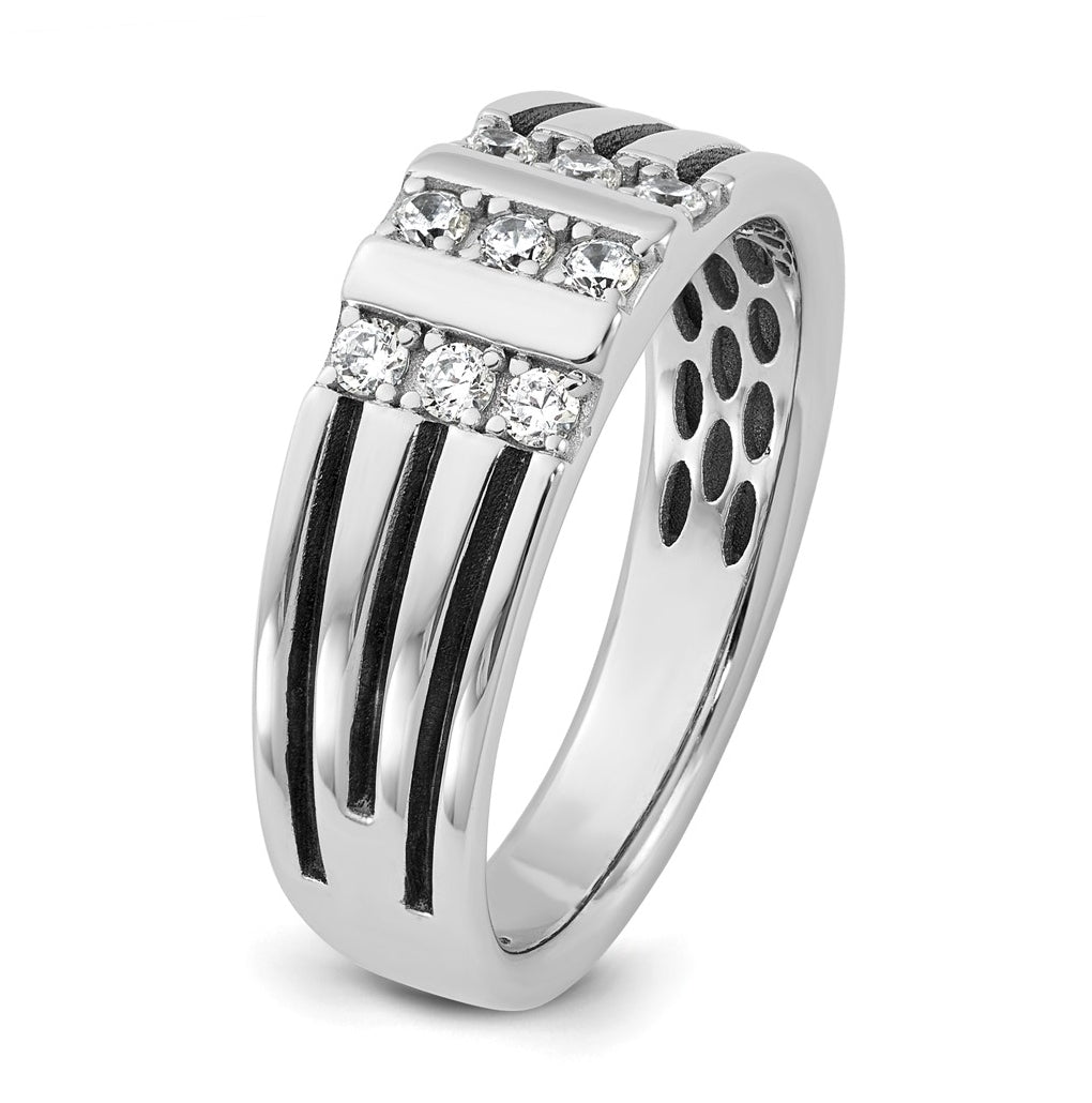 14k White Gold w/Black Rhodium IB Goodman Mens Complete 1/3ct Diamond Ring