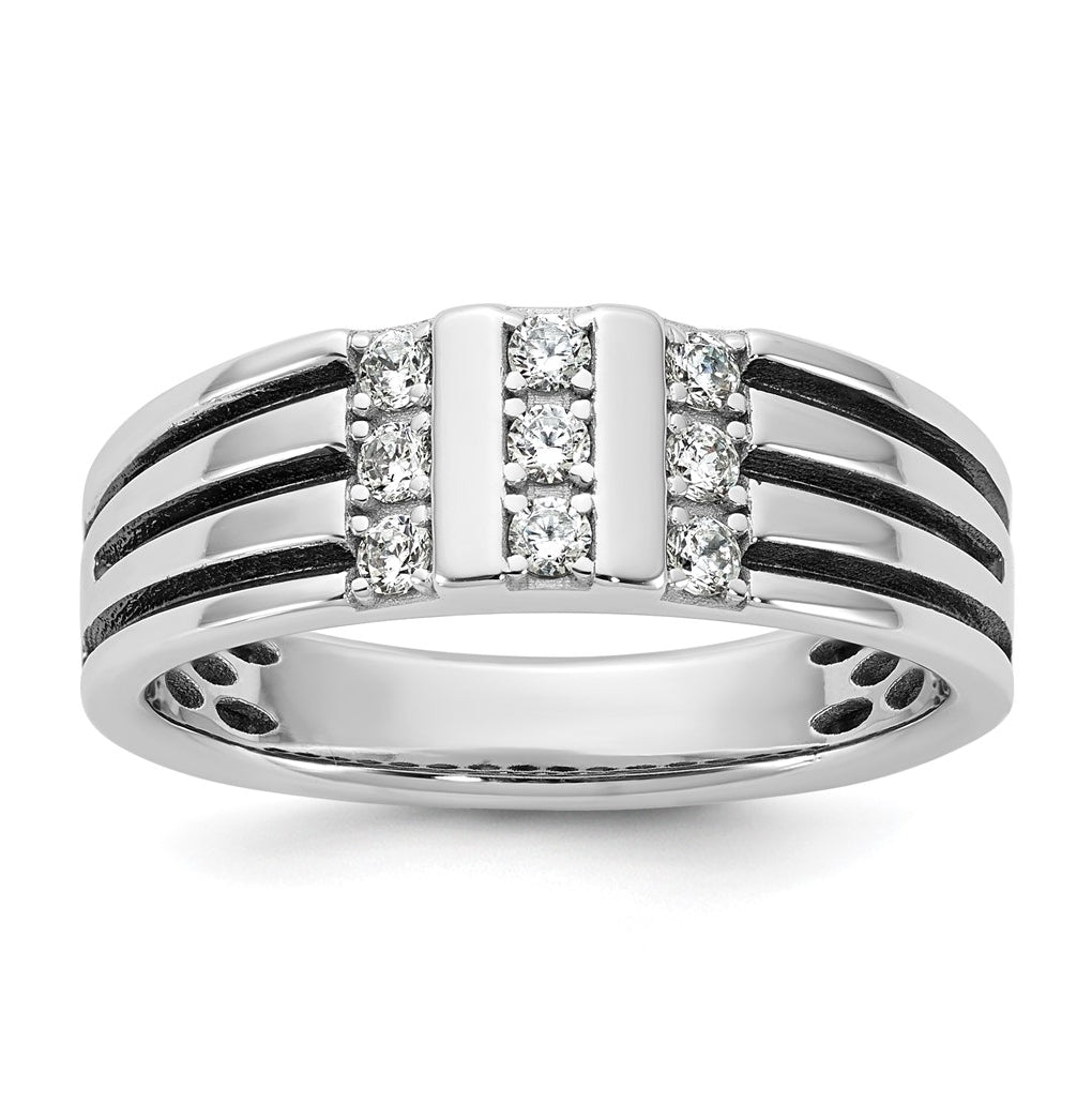 14k White Gold w/Black Rhodium IB Goodman Mens Complete 1/3ct Diamond Ring