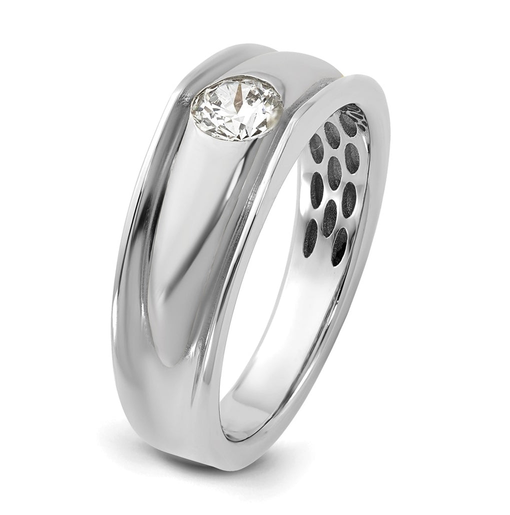 14K White Gold IB Goodman Mens Polished Complete 1/2ct Diamond Ring