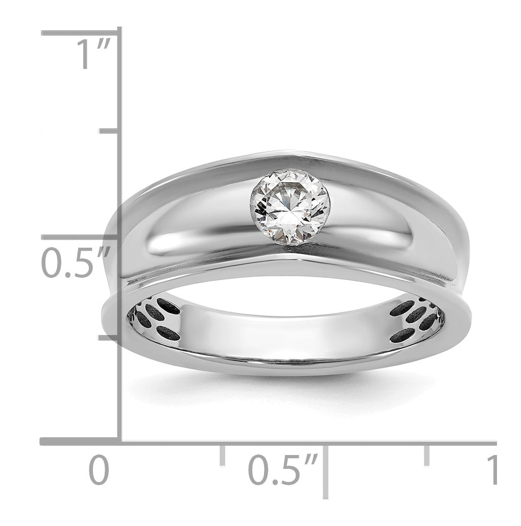 14K White Gold IB Goodman Mens Polished Complete 1/2ct Diamond Ring