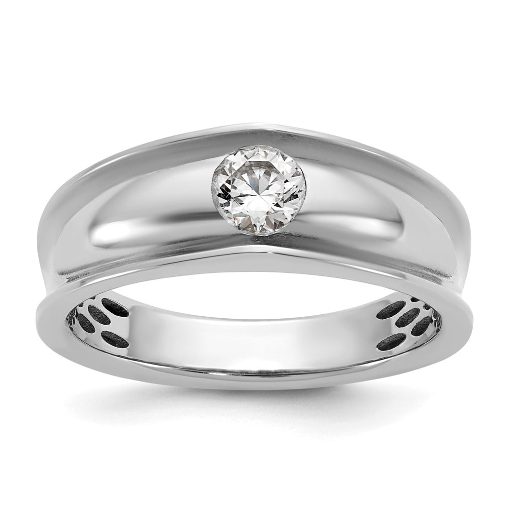 14K White Gold IB Goodman Mens Polished Complete 1/2ct Diamond Ring