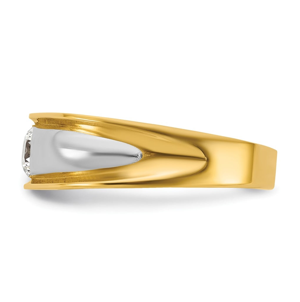 14k Yellow Gold w/White Rhodium IB Goodman Mens Complete 1/2ct Diamond Ring