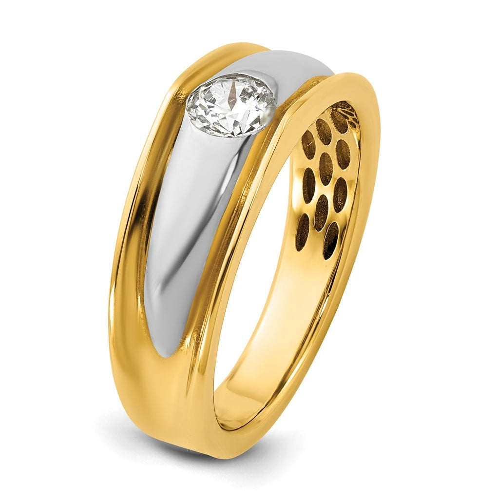 14k Yellow Gold w/White Rhodium IB Goodman Mens Complete 1/2ct Diamond Ring