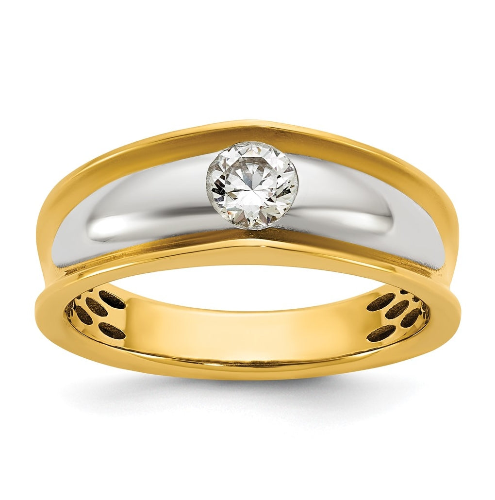 14k Yellow Gold w/White Rhodium IB Goodman Mens Complete 1/2ct Diamond Ring