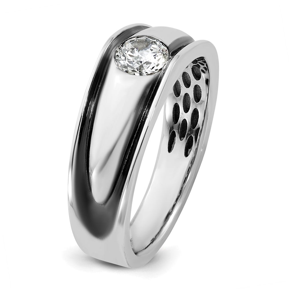 14k White Gold IB Goodman Black Rhodium Mens Complete 1/2ct Diamond Ring