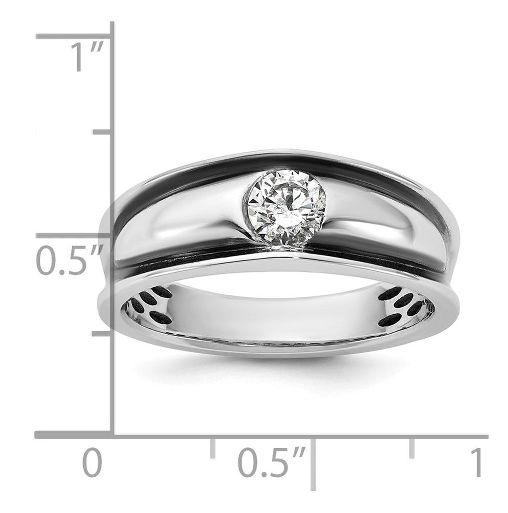 14k White Gold IB Goodman Black Rhodium Mens Complete 1/2ct Diamond Ring