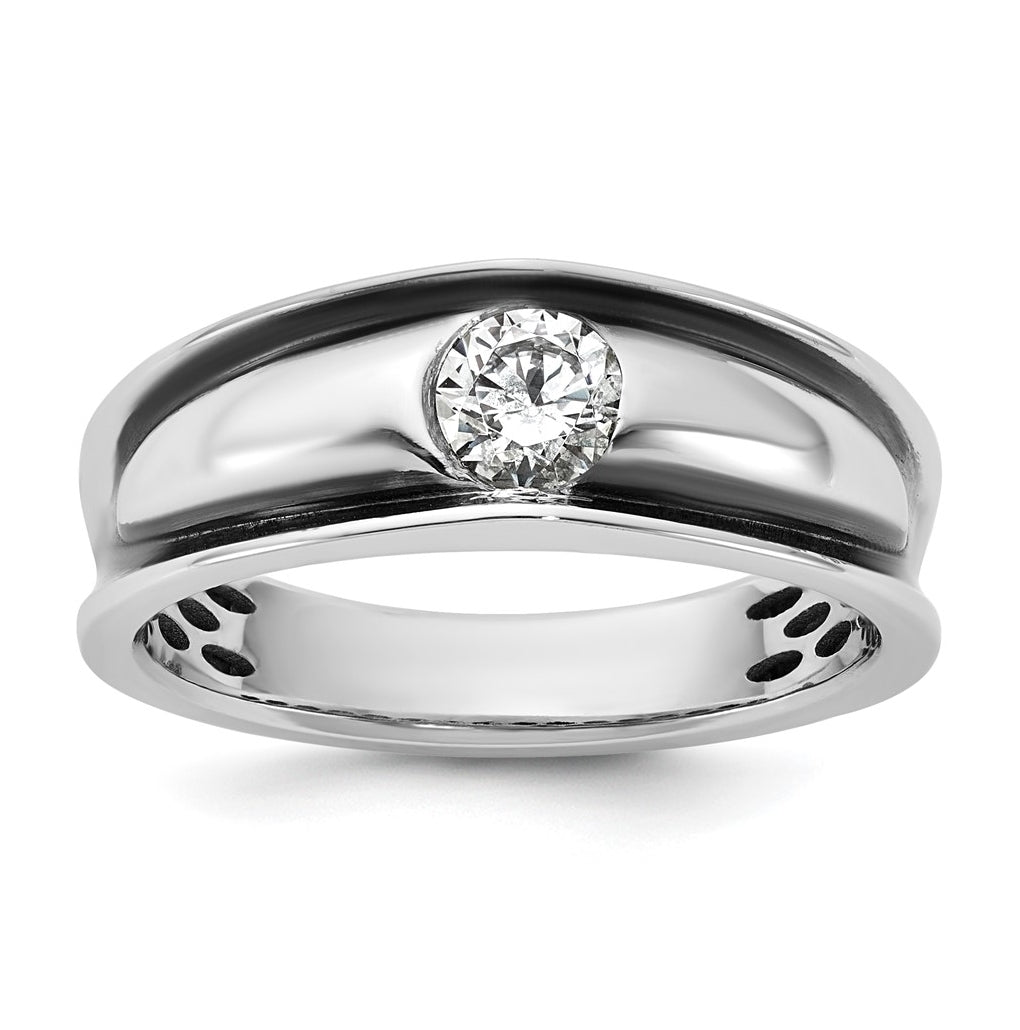14k White Gold IB Goodman Black Rhodium Mens Complete 1/2ct Diamond Ring