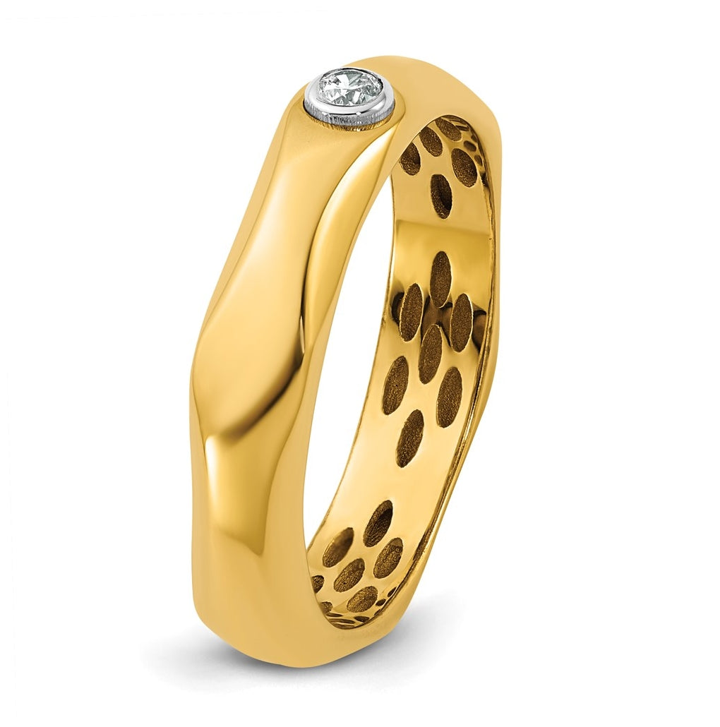 14k Yellow Or White Gold IB Goodman Mens Polished Complete 1/20ct Diamond Band Ring