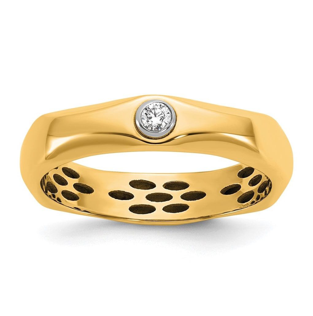 14k Yellow Or White Gold IB Goodman Mens Polished Complete 1/20ct Diamond Band Ring