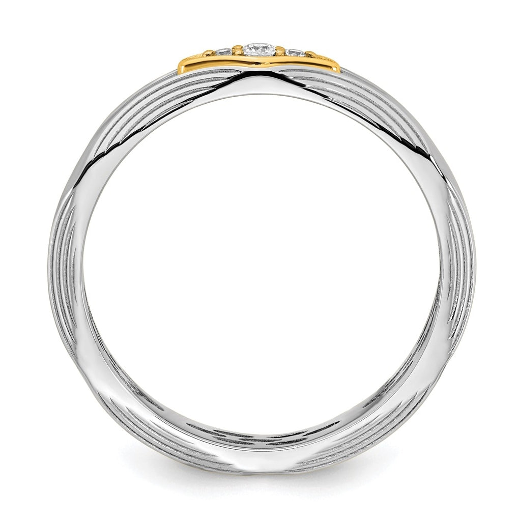 14k Yellow Or White Gold IB Goodman Mens Complete 3-Stone 1/15ct Diamond Ring