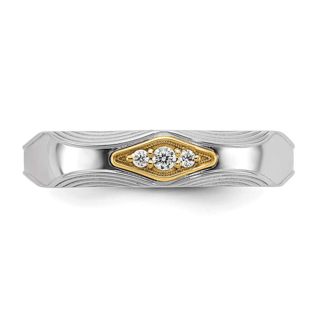 14k Yellow Or White Gold IB Goodman Mens Complete 3-Stone 1/15ct Diamond Ring